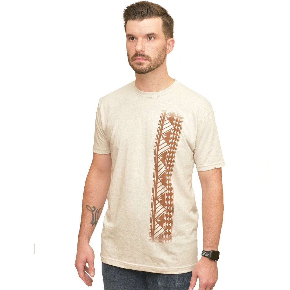Poly-Cotton Blend T Shirt with Samoan Tattoo Print